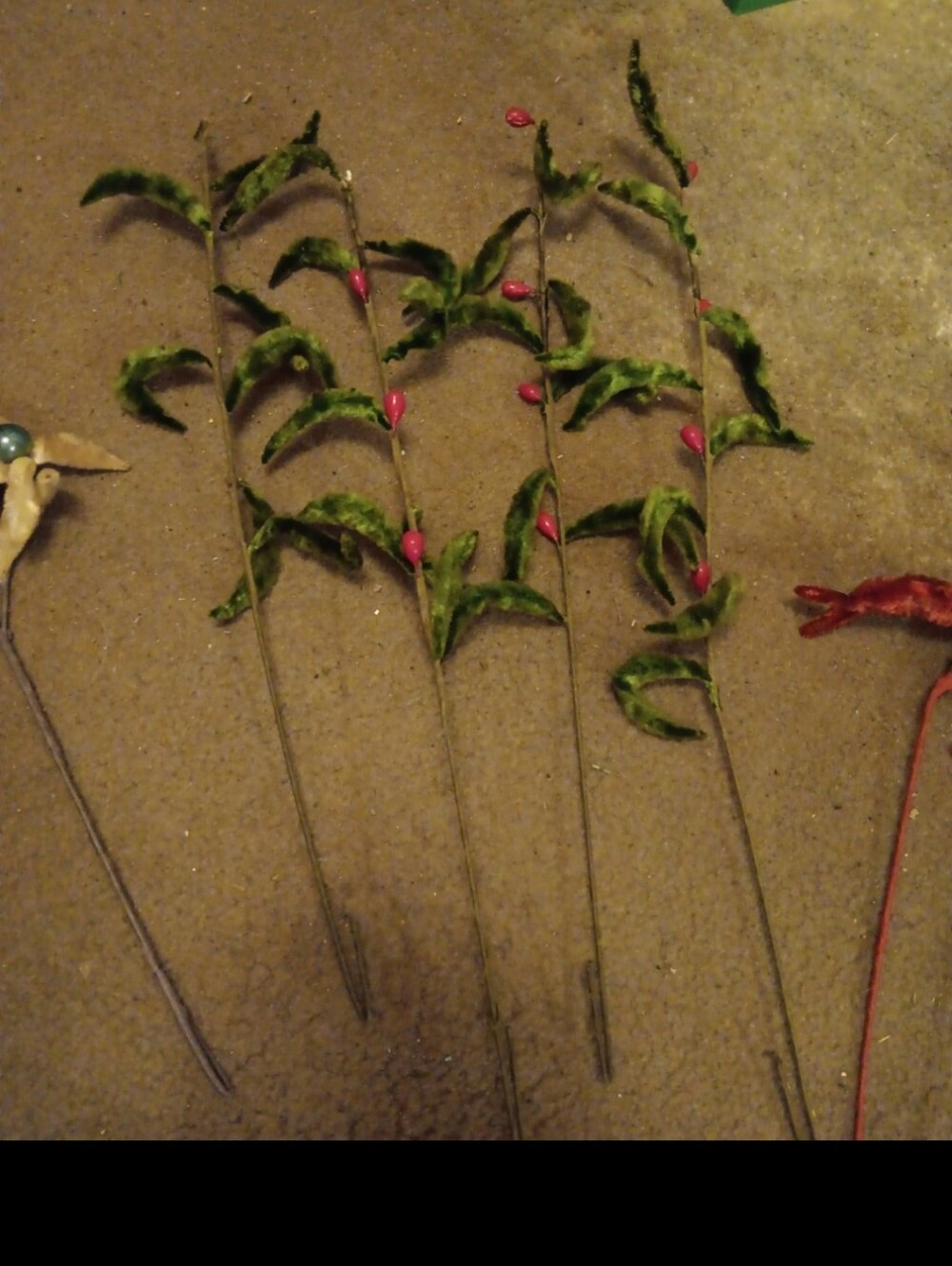 Vintage velvet flower picks - Picture 2 of 3